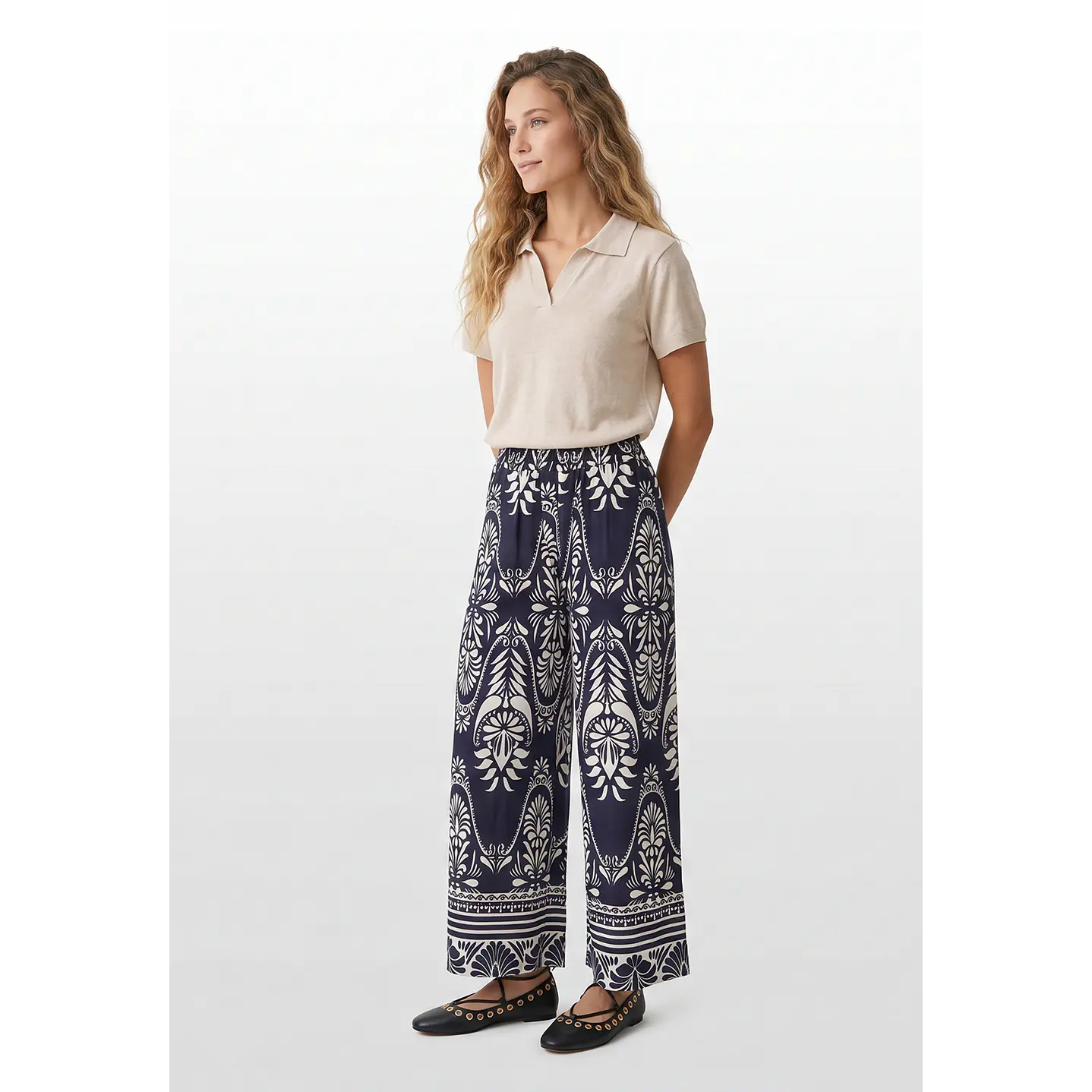 Pantalón Palazzo Mujer Azul 4