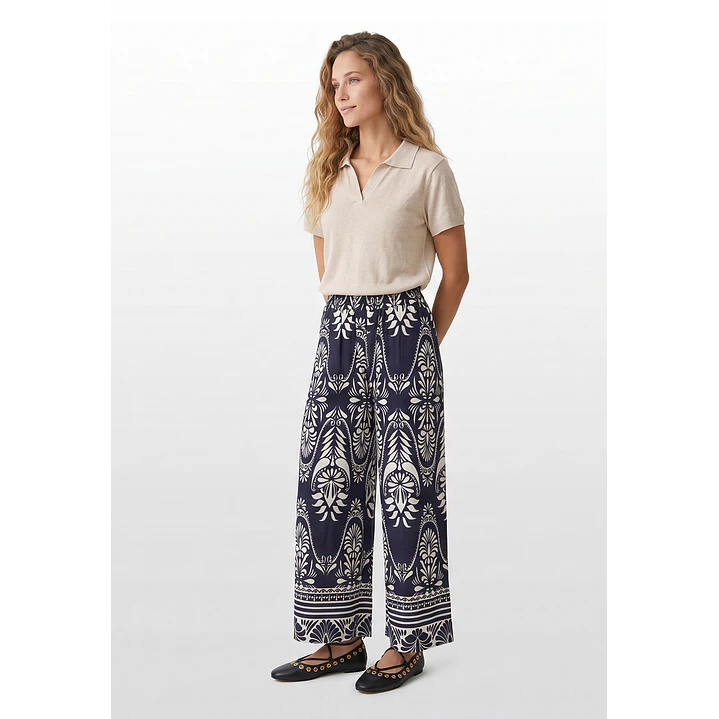 Pantalón Palazzo Mujer Azul 4