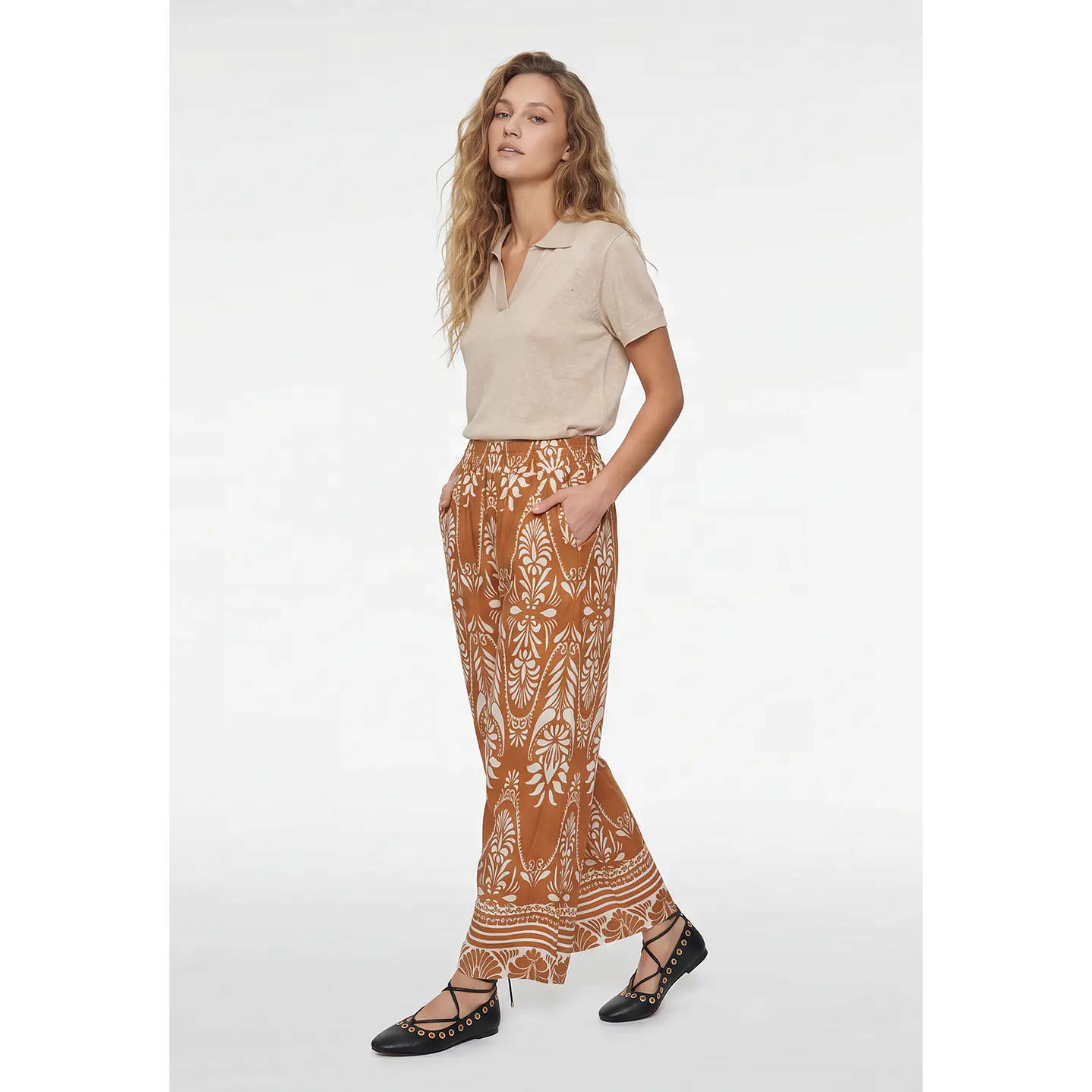Pantalón Palazzo Mujer Caramelo 4
