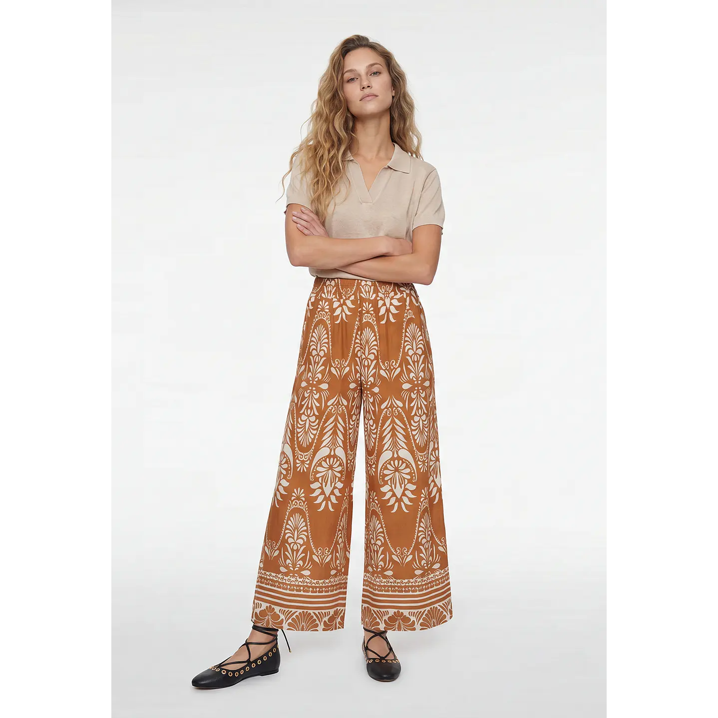 Pantalón Palazzo Mujer Caramelo 2