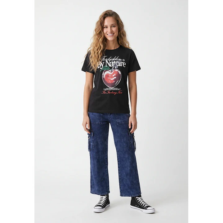 Polera Corazon Mujer Negro 2