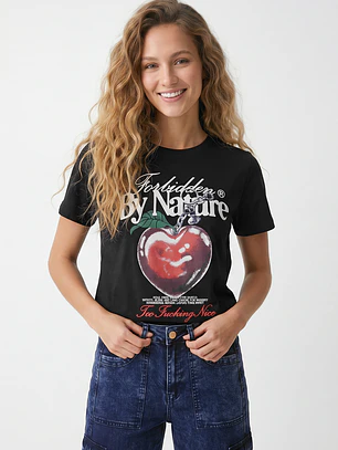 Polera Corazon Mujer Negro