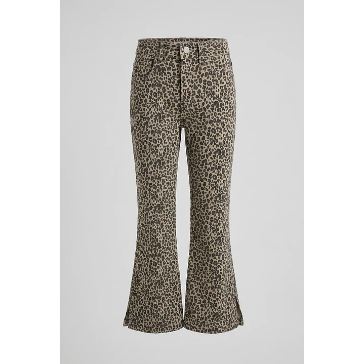 Pantalón Animal Print Flare Niña Café 1