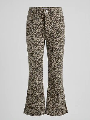 Pantalón Animal Print Flare Niña Café
