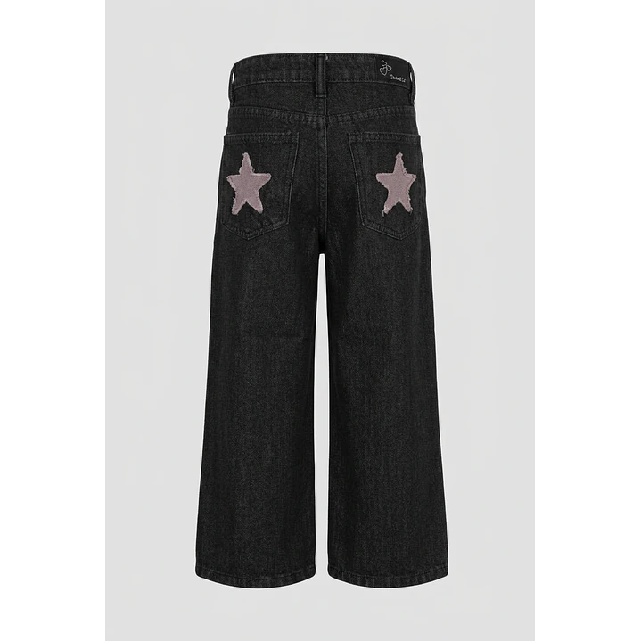 Jeans Parche Estrella Niña Negro 2