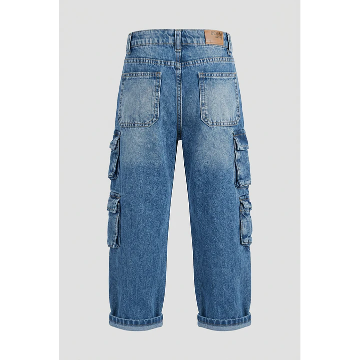 Jeans Cargo Loose Fit Niño Azul 2
