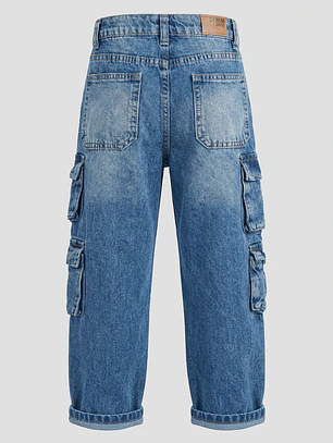 Jeans Cargo Loose Fit Niño Azul