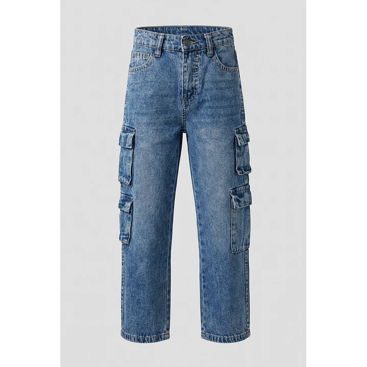 Jeans Cargo Loose Fit Niño Azul 1