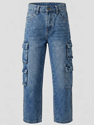 Jeans Cargo Loose Fit Niño Azul