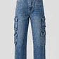 Jeans Cargo Loose Fit Niño Azul - Miniatura 1