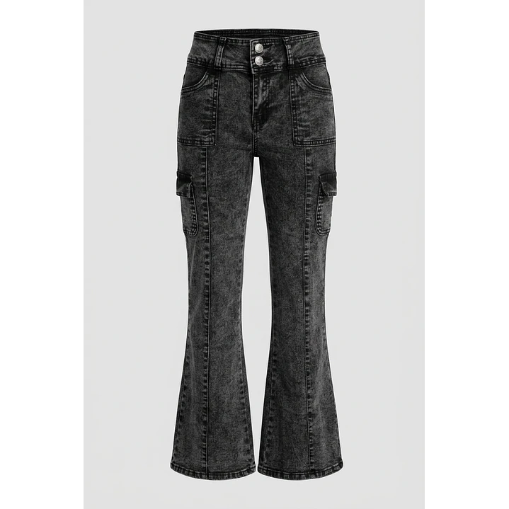 Jeans Elasticado Flare Lola Negro 1