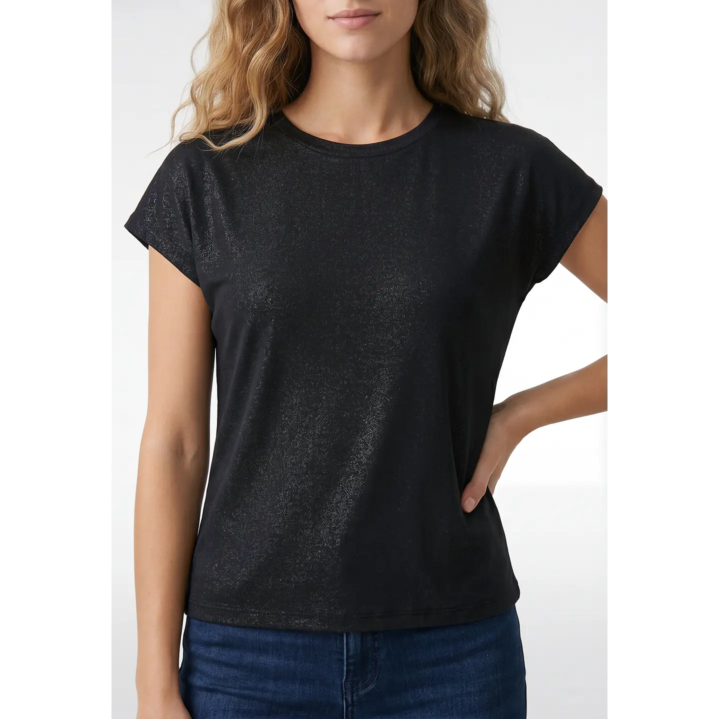 Polera Brillos Mujer Negro 4