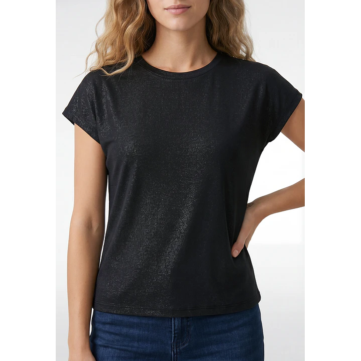 Polera Brillos Mujer Negro 4