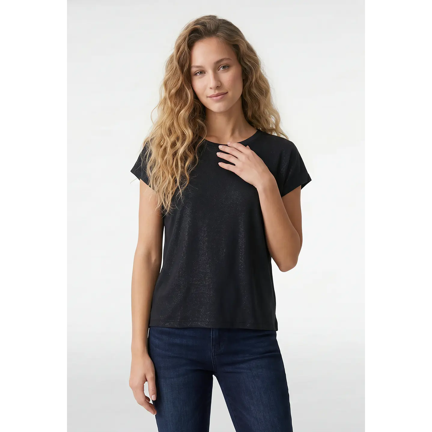 Polera Brillos Mujer Negro 1