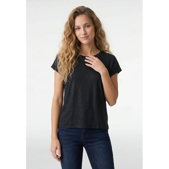 Polera Brillos Mujer Negro 1