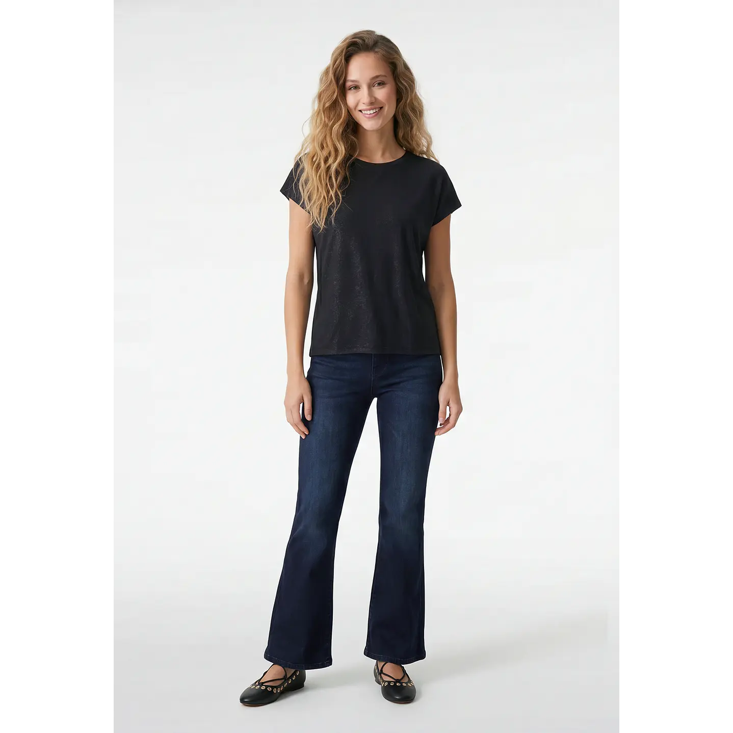 Polera Brillos Mujer Negro 2