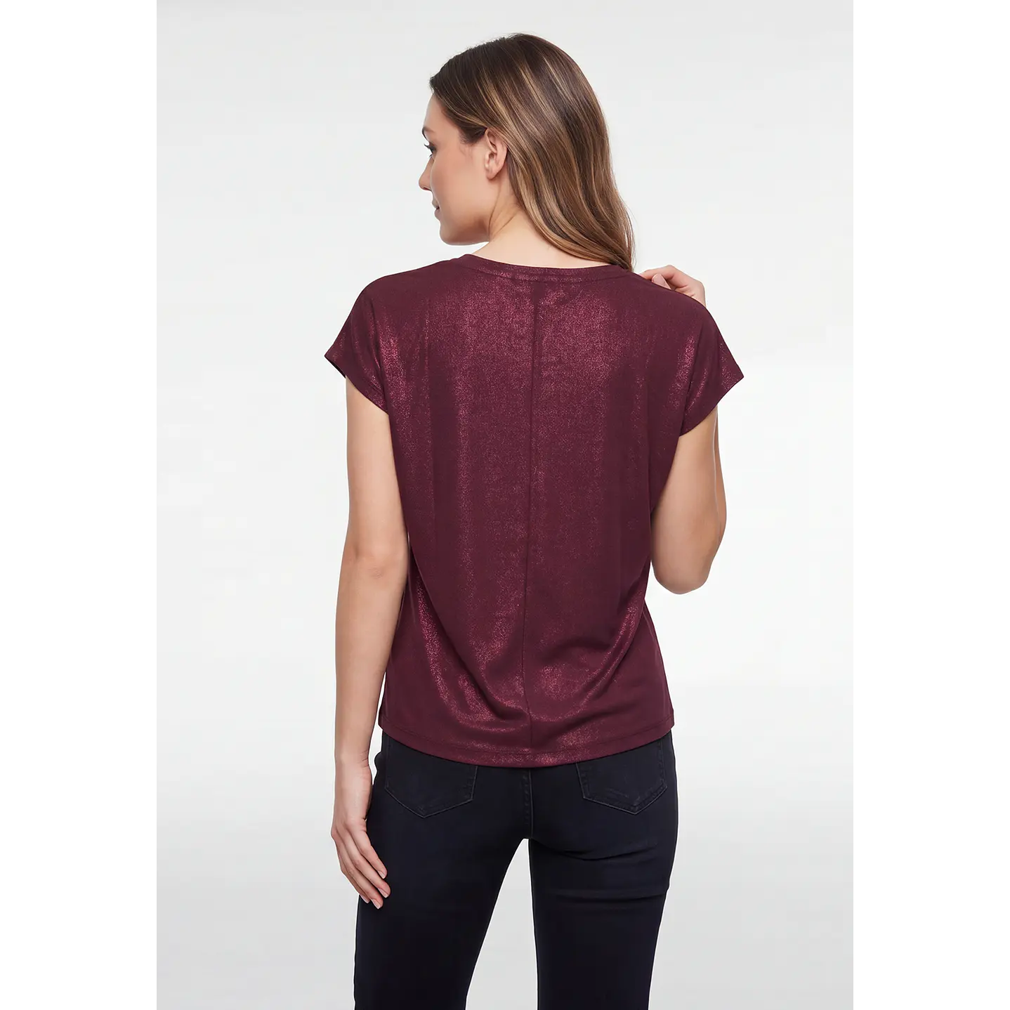 Polera Brillos Mujer Burdeo 3