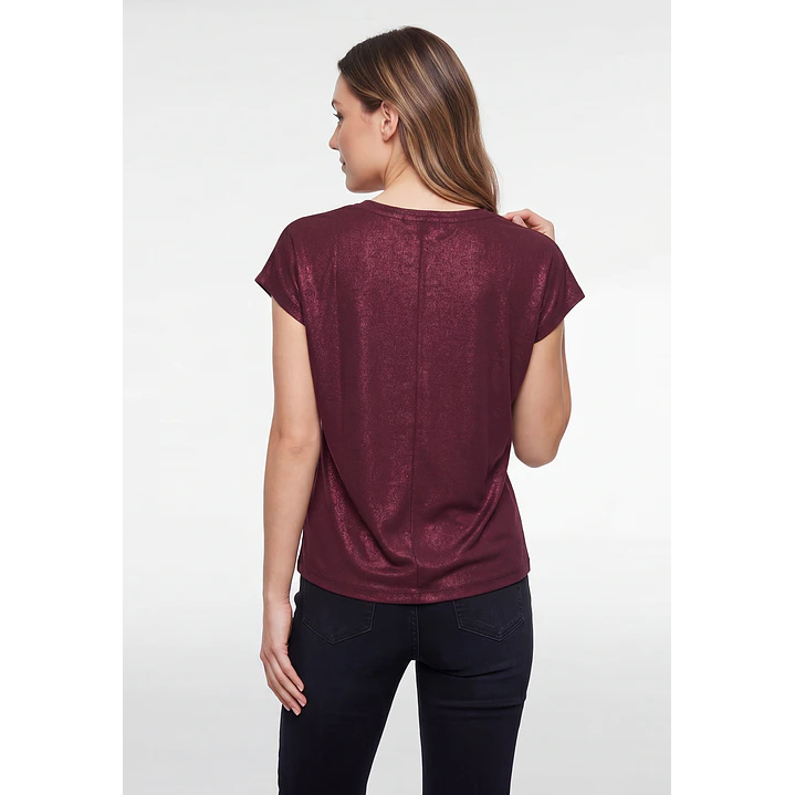 Polera Brillos Mujer Burdeo 3
