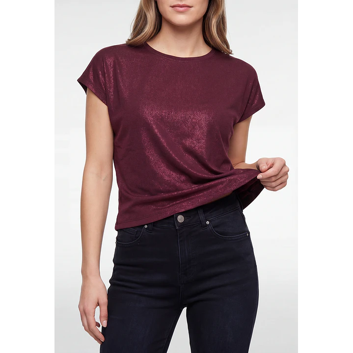 Polera Brillos Mujer Burdeo 4