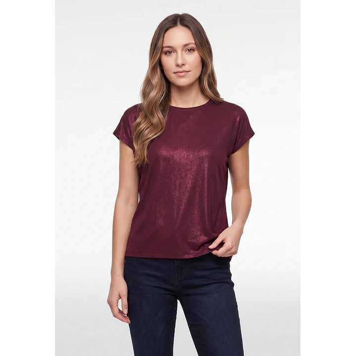 Polera Brillos Mujer Burdeo 1