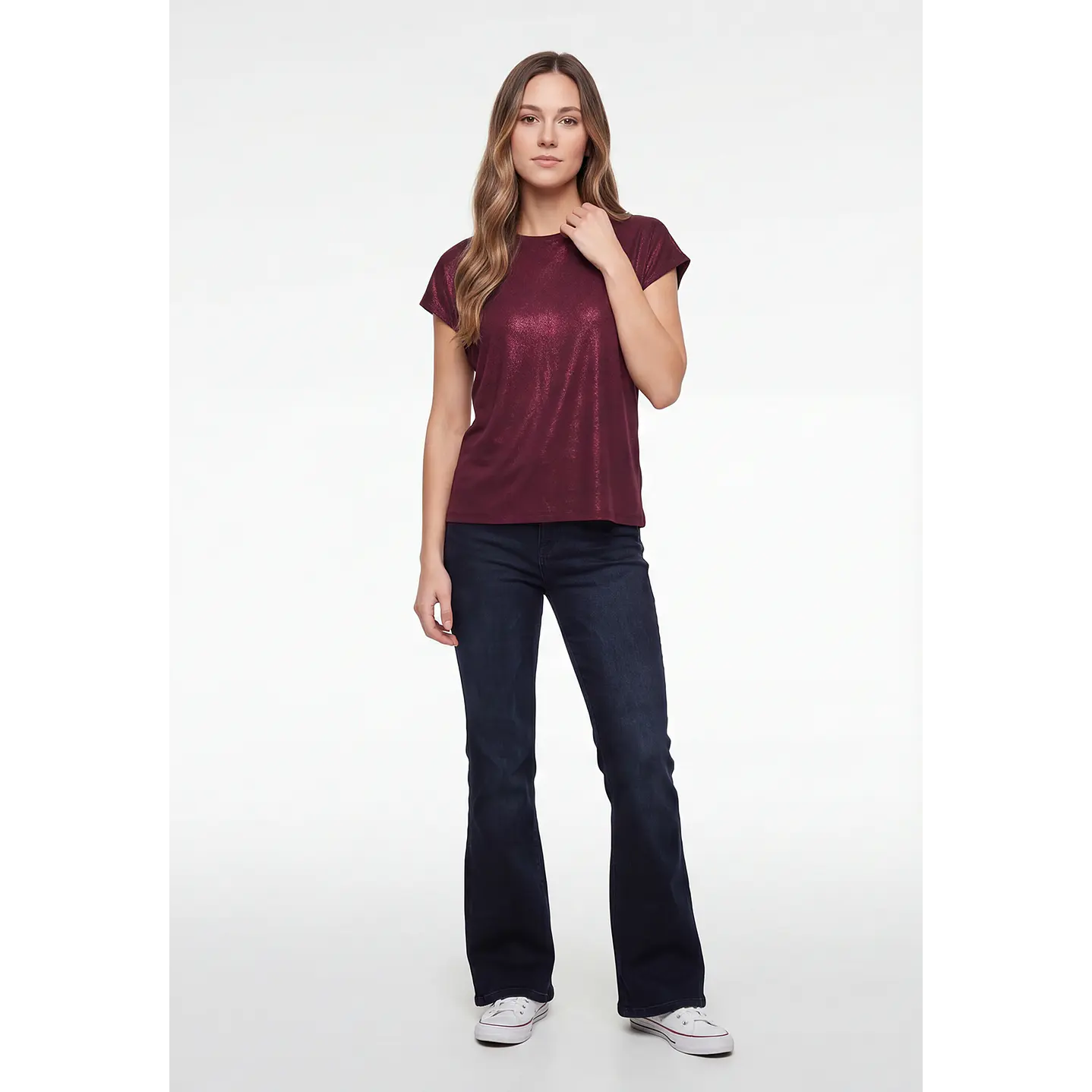Polera Brillos Mujer Burdeo 2