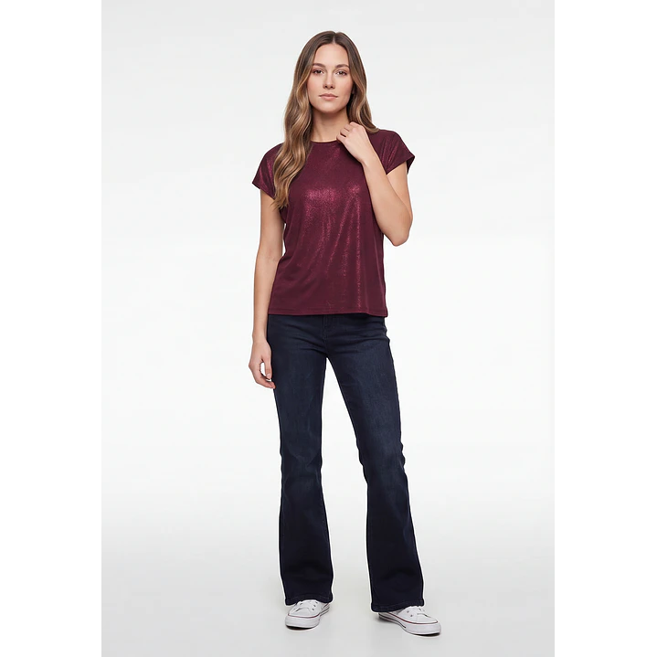Polera Brillos Mujer Burdeo 2