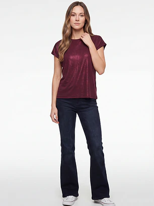 Polera Brillos Mujer Burdeo