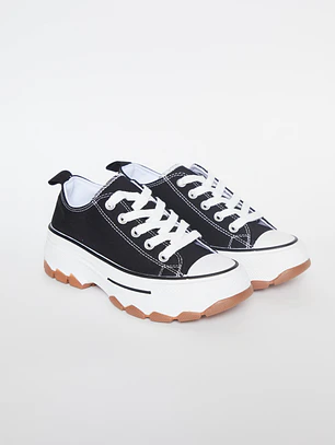 Zapatilla Lona Mujer Negro