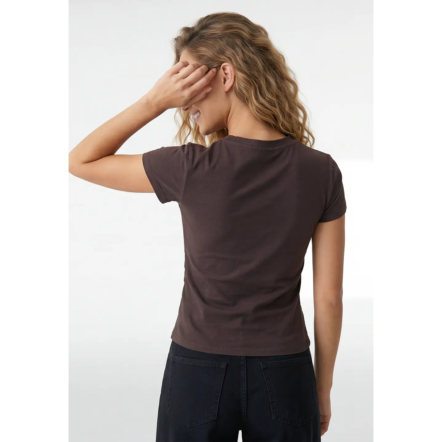 Polera Strass Recogido Lateral Mujer Café 4