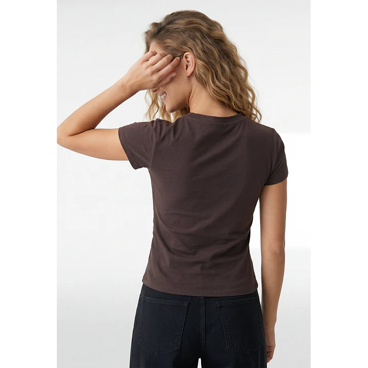 Polera Strass Recogido Lateral Mujer Café 4