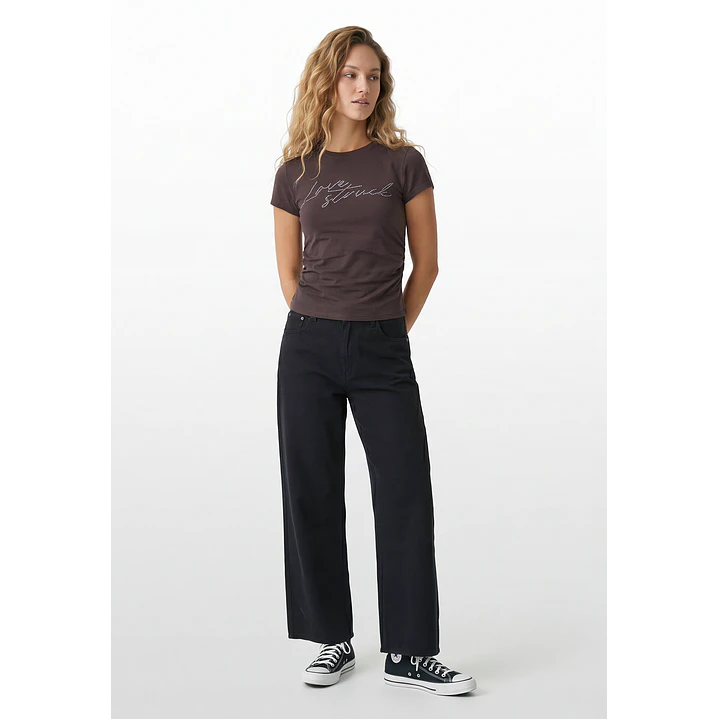 Polera Strass Recogido Lateral Mujer Café 2