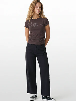 Polera Strass Recogido Lateral Mujer Café
