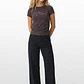 Polera Strass Recogido Lateral Mujer Café - Miniatura 2