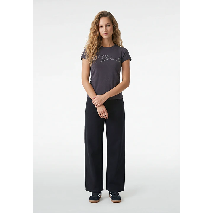 Polera Strass Recogido Lateral Mujer Gris 2