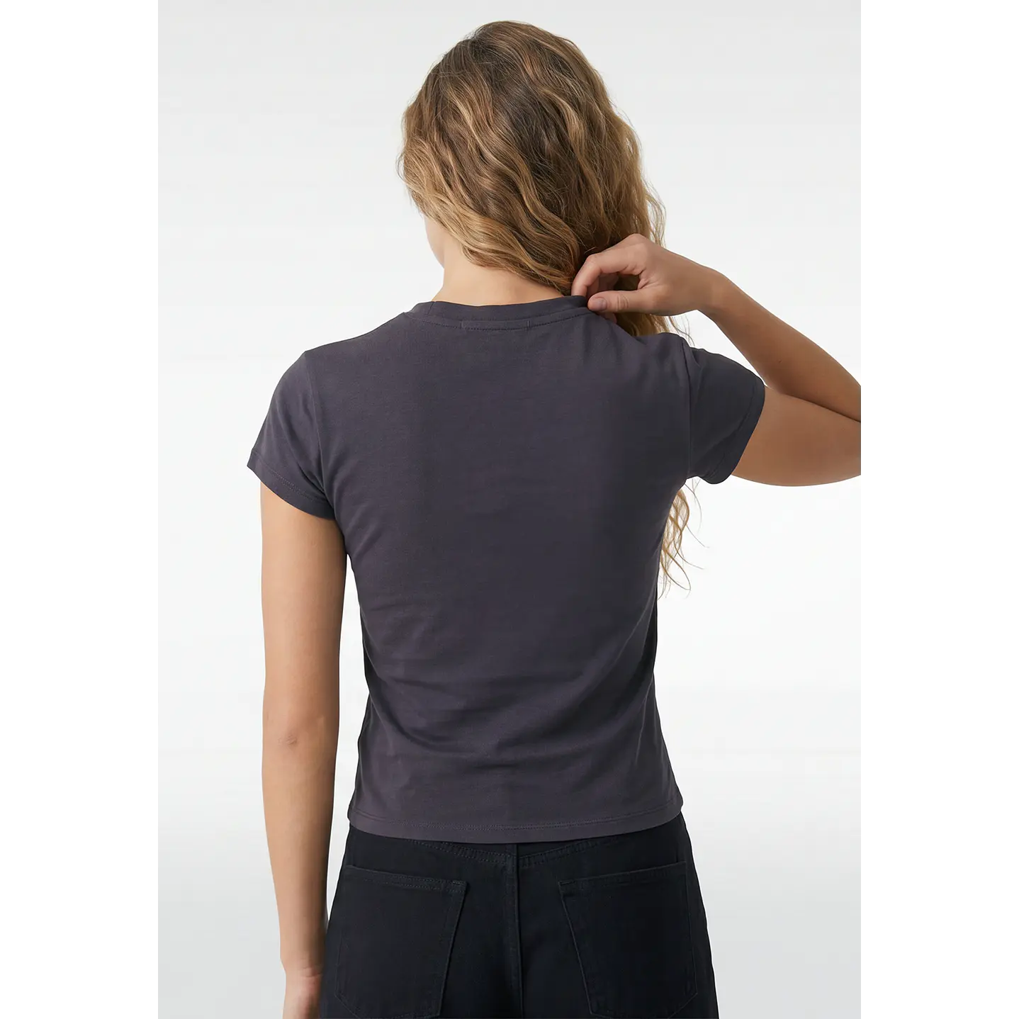 Polera Strass Recogido Lateral Mujer Gris 4