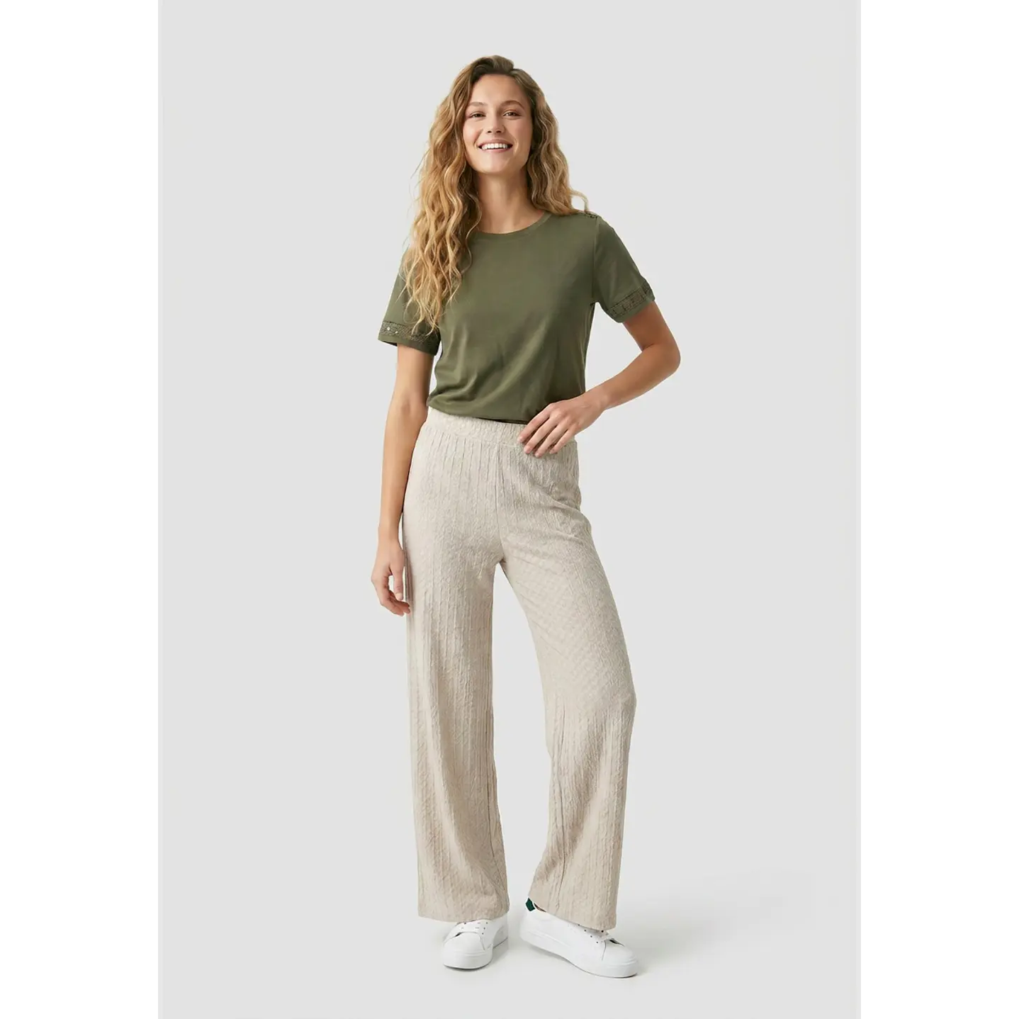 Pantalón Bambu Mujer Beige 4
