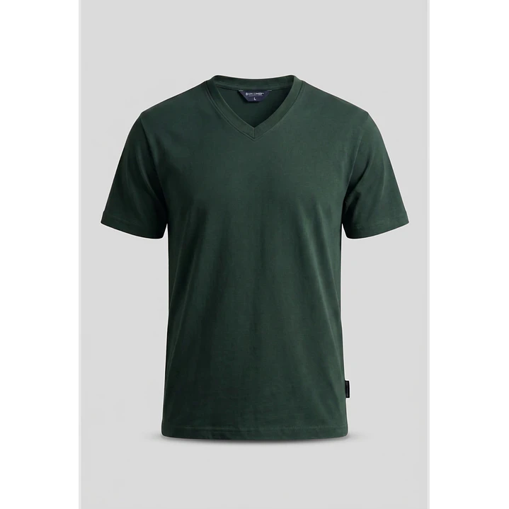 Polera Básica Cuello V Hombre Verde 5