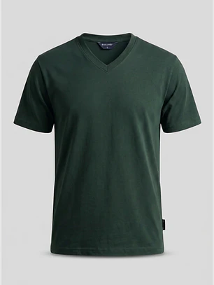 Polera Básica Cuello V Hombre Verde