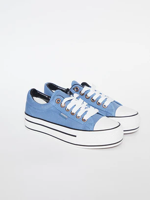 Zapatilla Lona Mujer Celeste