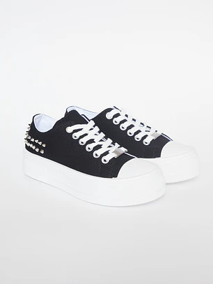 Zapatilla Lona Mujer Negro