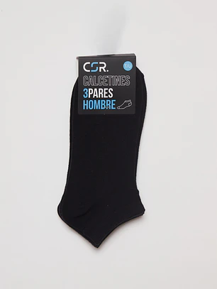 Calcetín Corto Tripack Hombre Negro