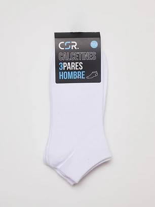 Calcetín Corto Tripack Hombre Blanco