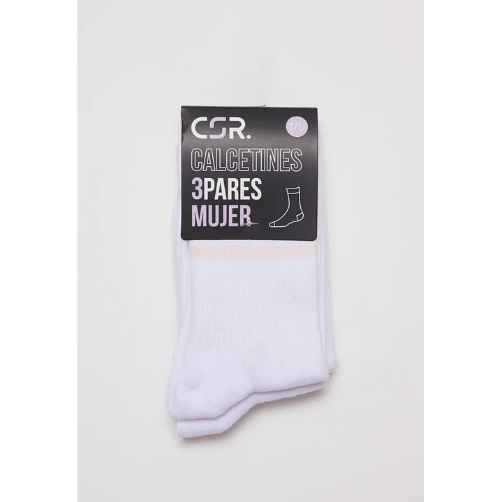Calcetín Sport Tripack Largo Mujer Blanco 2