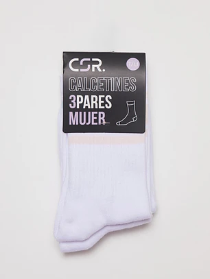 Calcetín Sport Tripack Largo Mujer Blanco