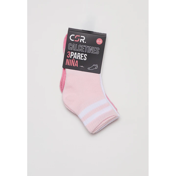 Calcetín Sport Tripack Niña Rosado 2
