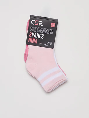 Calcetín Sport Tripack Niña Rosado