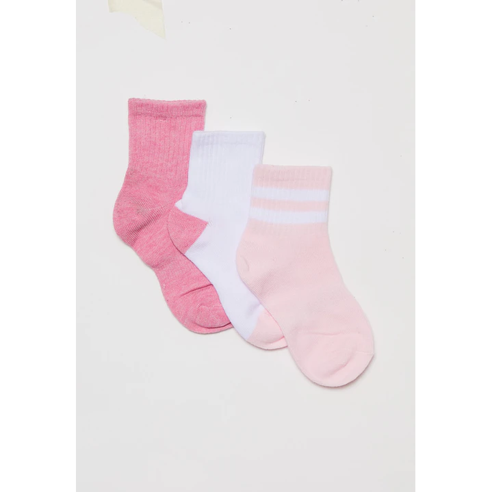 Calcetín Sport Tripack Niña Rosado 1