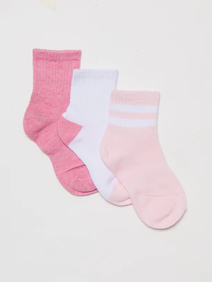Calcetín Sport Tripack Niña Rosado