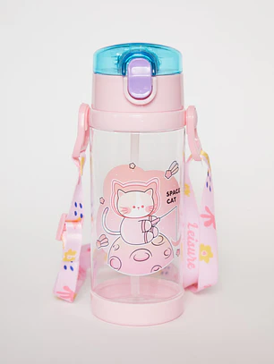 Botella de Agua Infantil Gato Rosado 450 ml
