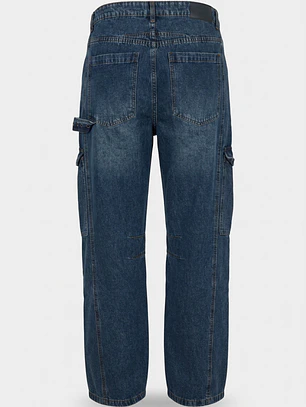 Jeans Correas Cargo Hombre Azul